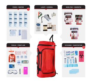 3 Person Necessity Survival Kit, Rolling Bag