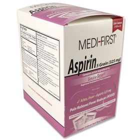 Aspirin 325mg, 250 tablets per box, 125 packets of 2 tabs each