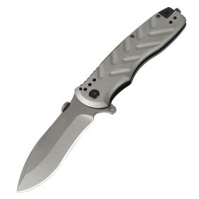 Premium Gray Pocket Knife, 9.5cm Stainless Steel Safe Lock Blade, Ergonomic Anti-Slip Handle