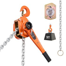 Manual Lever Chain Hoist, 3T 6600LBS Capacity Heavy Duty Come Along, 20FT Lift G80 Alloy Steel Chain With Dual Pawl Mechanical Brake