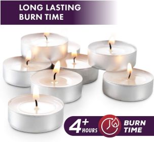 Unscented Tea Light Candles 45 Pack | 4 Hours, White, Smokeless, Dripless Small Votive Paraffin Tealights