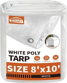 8x10 FT Medium Duty All Purpose Poly Tarp Waterproof Cover, White, 7.5 mil ,Snow Proof UV Protection,Rip and Tear Proof