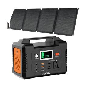 200W Portable Power Station;  FlashFish 40800mAh Solar Generator with 60W 18V ETFE Foldable Portable Solar Panel