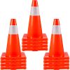 12Pack 18" Traffic Cones, Safety Road Parking Cones PVC Base, Orange Traffic Cone with Reflective Collars