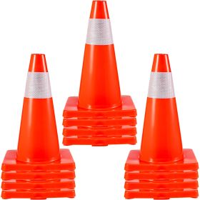 12Pack 18" Traffic Cones, Safety Road Parking Cones PVC Base, Orange Traffic Cone with Reflective Collars