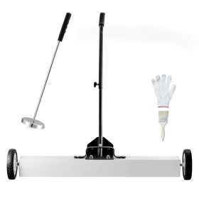 36-Inch Magnetic Sweeper with Wheels, 55 lbs Capacity, with Telescoping Magnetic Pickup Tool, Adjustable Handle