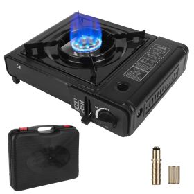 3300W Portable Single Burner Camping Stove Butane Canister/Dual Fuel Burner Piezo Electric Ignition with Automatic Tank Ejection Overpressure Cut Off