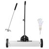 24-Inch Magnetic Sweeper with Wheels, 50 lbs Capacity, with Telescoping Magnetic Pickup Tool, Adjustable Handle