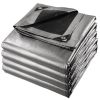 12x24 FT Heavy Duty Poly Tarp, Black/Silver 14mil