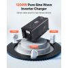 Pure Sine Wave Inverter Charger, 1200W, DC 12V to AC 120V Power Inverter with LCD Display, Remote Control, Low Frequency, for RV Camper Home