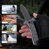 Premium Gray Pocket Knife, 9.5cm Stainless Steel Safe Lock Blade, Ergonomic Anti-Slip Handle