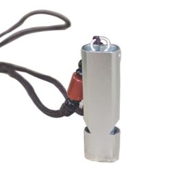 2 pc Emergency Whistles with Lanyard Double Tubes, Sliver