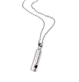Emergency Survival Whistle, Stainless Steel Pendant Necklace