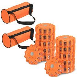 12 Pack LED Road Flares - Emergency Roadside Light with Bag