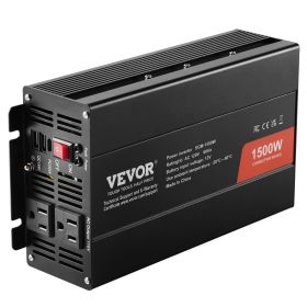 VEVOR Power Inverter Modified Sine Wave Inverter, 1500W, DC 12V to AC 120V Power Inverter with 2 AC Outlets 2 USB Port 1 Type-C Port 6 Spare Fuses
