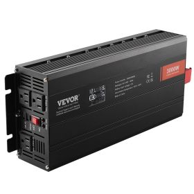 VEVOR Power Inverter Modified Sine Wave Inverter, 3000Watt, DC 12V to AC 120V LCD Display w/ 3 AC Outlets 2 USB Port 1 Type-C Port 10 Spare Fuses