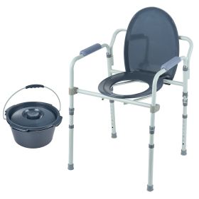 VEVOR Bedside Commode Chair with Wider Toilet Seat, 350 LBS Capacity, 7-Level Adjustable Height, 5.8L Removable Bucket