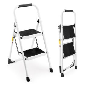 2 Step Compact Folding Ladder/Stool (Option: Twostep white)