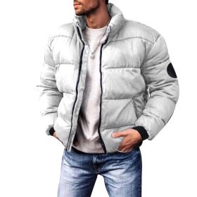 Coat Stand-up Collar Downcotton-padded Jacket Thickened Men's Cotton Jacket (Option: Grey-XXXXL)