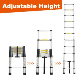 Portable Aluminum Telescoping Ladder (10.5 FT) (Option: TEN POINT FIVE INCHES)