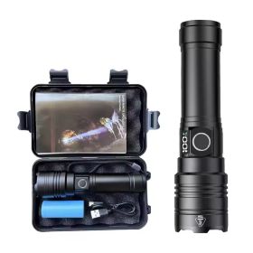 Rechargeable Flashlight 50000 Lumens, Long Range Super Bright USB C LED Flashlight Long Life 5 Modes Powerful Zoomable for Emergency Hiking Camping (Option: Black)