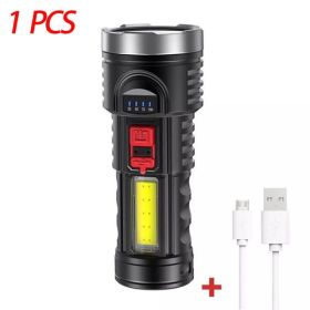 USB Rechargeable LED Flashlight 4-Modes Camping Hiking Torch Work Light (Option: defaulttitle)