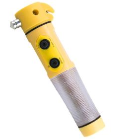 Multi-functional Car Safety Hammer/Cutter W/ Flashlight and Red&Yellow Alert Light (Option: Yellow1)