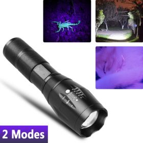 2-in-1 LED Flashlight, Ultraviolet And White Light, Adjustable Focus LED Inspection Light-TK (Option: Black)