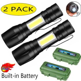 LED Telescopic Flashlight Military Torch USB Rechargeable Light For Camping (Option: 2packs)