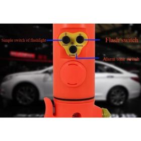 Multi-functional Car Safety Hammer/Cutter W/ Flashlight and Red&Yellow Alert Light (Option: Red)