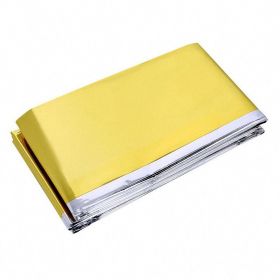 Windproof Emergency Blanket; Outdoor Survival First Aid; Waterproof Foil Thermal Blanket For Camping Hiking (Color: Golden)