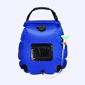 20L Outdoor Portable Bathing/Shower Bag Solar Heated Hiking & Camping Shower Bag, w/Hose, and Switchable Shower Head (Color: Blue)