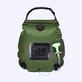 20L Outdoor Portable Bathing/Shower Bag Solar Heated Hiking & Camping Shower Bag, w/Hose, and Switchable Shower Head (Color: Green)