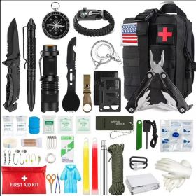 Outdoor SOS Emergency Survival Kit Multifunctional Survival Tool, Tactical Civil Air Defense Combat Readiness Emergency Kit (Color: Advanced black, Ships From: China)