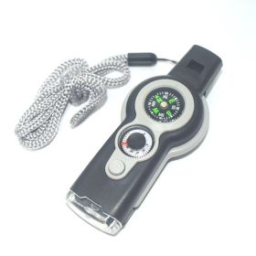 7-in-1 Multifunctional Outdoor Emergency Survival Whistle With Lanyard (Color: Grey)