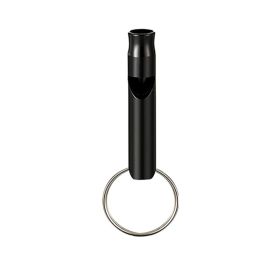 1 pc Aluminum Whistle With Keychain (Color: black)