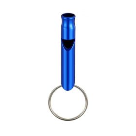 1 pc Aluminum Whistle With Keychain (Color: Blue)