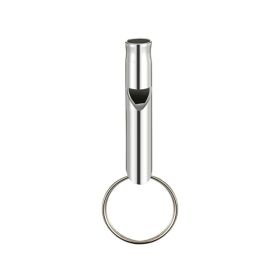 1 pc Aluminum Whistle With Keychain (Color: Silvery)