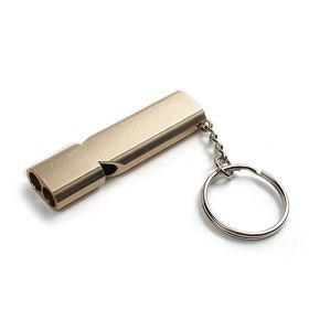 Aluminum Safety Whistle For Outdoor Camping Backpacking Hiking; Emergency Survival Tool (Color: Golden)