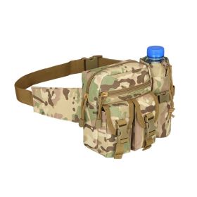 Tactical Denim Waist Bag With Water Bottle Holder For Outdoor Traveling Camping Hunting Cycling (Color: CP Color)
