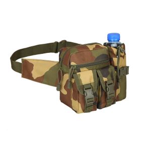 Tactical Denim Waist Bag With Water Bottle Holder For Outdoor Traveling Camping Hunting Cycling (Color: Jungle Camouflage)