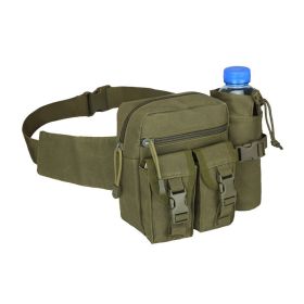 Tactical Denim Waist Bag With Water Bottle Holder For Outdoor Traveling Camping Hunting Cycling (Color: Army Green)