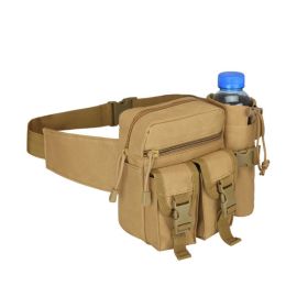 Tactical Denim Waist Bag With Water Bottle Holder For Outdoor Traveling Camping Hunting Cycling (Color: Khaki)