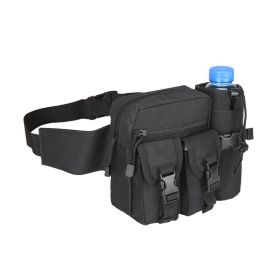Tactical Denim Waist Bag With Water Bottle Holder For Outdoor Traveling Camping Hunting Cycling (Color: black)