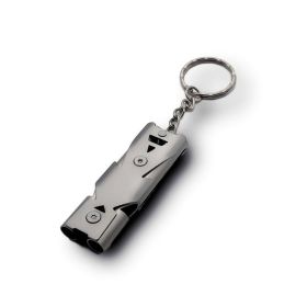 Stainless Whistle Double Tube; Emergency, SOS, Outdoor Survival (Color: Grey)