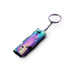 Stainless Whistle Double Tube; Emergency, SOS, Outdoor Survival (Color: Multicolor)
