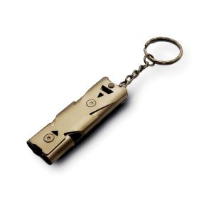 Stainless Whistle Double Tube; Emergency, SOS, Outdoor Survival (Color: Golden)
