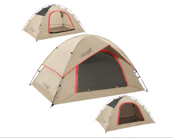 Tent for 2, 4 or 6 Person - Small, Easy Set-Up, Waterproof Two Person Tent for Camping, Family, Outdoor, Kids (Color: Khaki   2 Person)