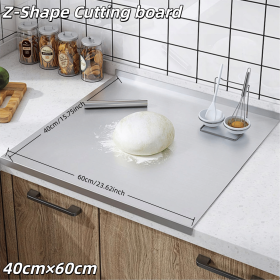 Stainless Steel Cutting Board with Lip for Kitchen Countertop, over Sink Suitable for Meat, Fruits and Vegetables (size: Z-Shape 40cm×60cm)
