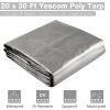 20x30 FT Heavy Duty Poly Tarp, Silver/Black, 10 mil